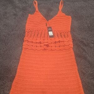 Fashion Nova Coral Crochet Mini Dress